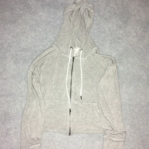 Grey Cropped Hoodie